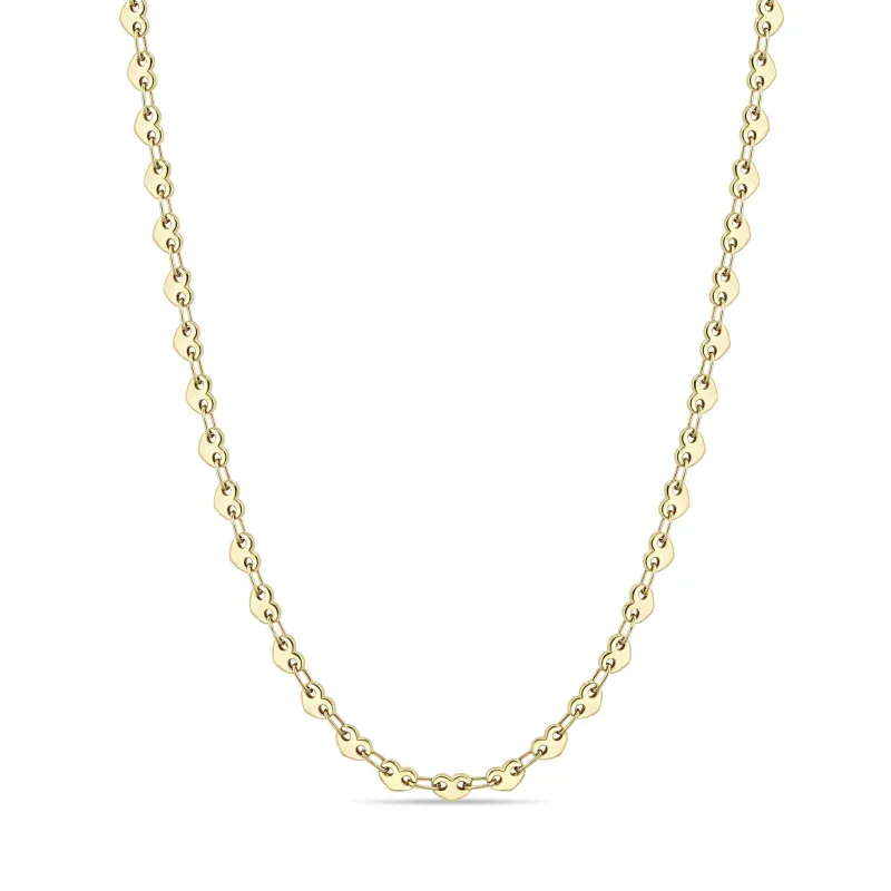 14k Gold Small Puffed Heart Mariner Link Necklace - SALE sold by Zoe Chicco
