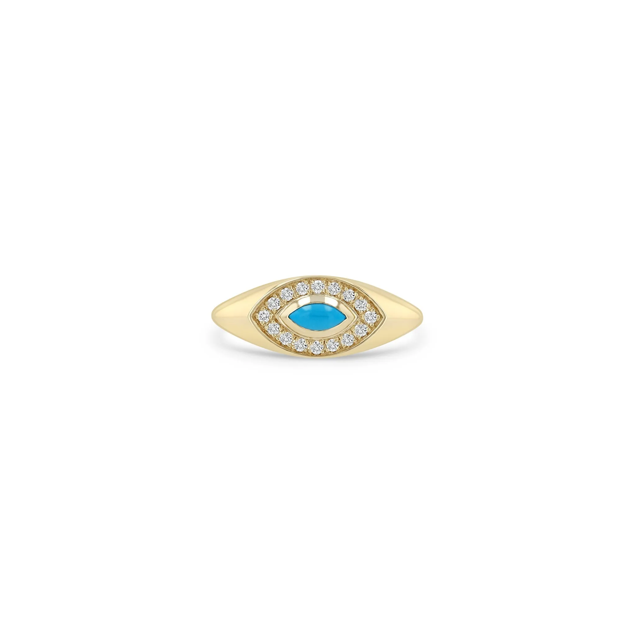 14k Marquise Turquoise & Diamond Halo Signet Ring sold by Zoe Chicco