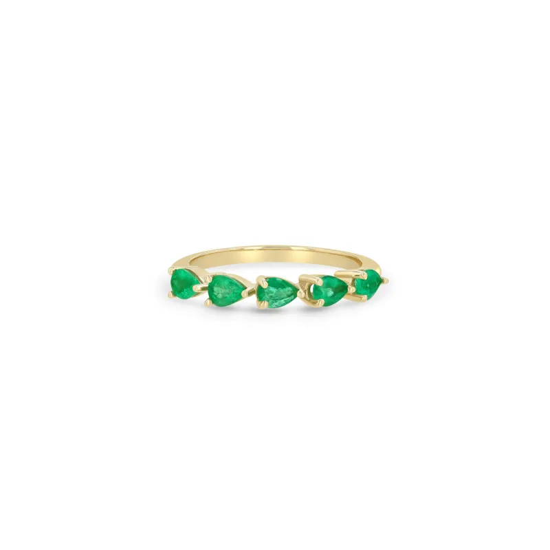 14k 5 Pear Emerald Band Ring sold by Zoe Chicco
