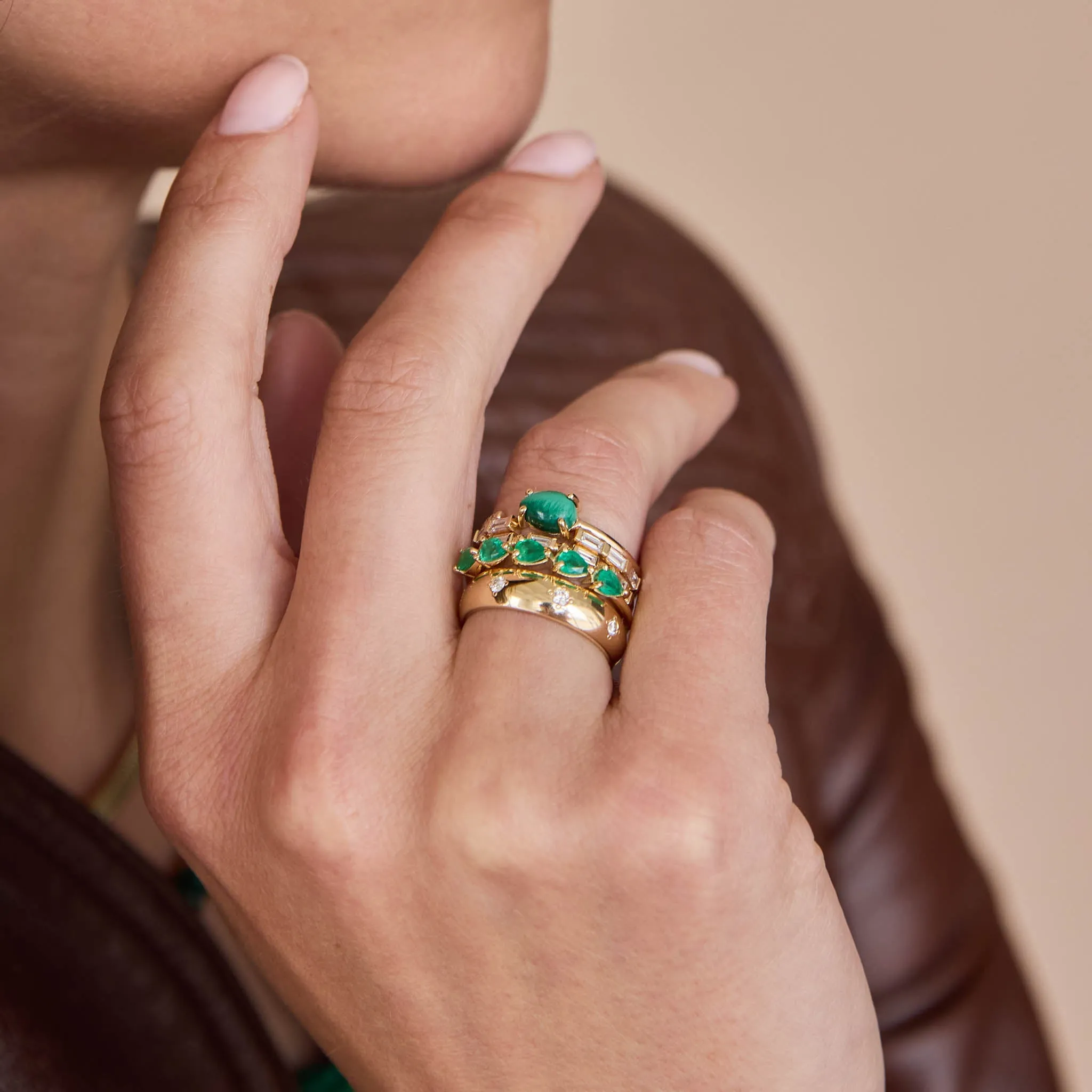 14k 5 Pear Emerald Band Ring sold by Zoe Chicco product image thumbnail 2