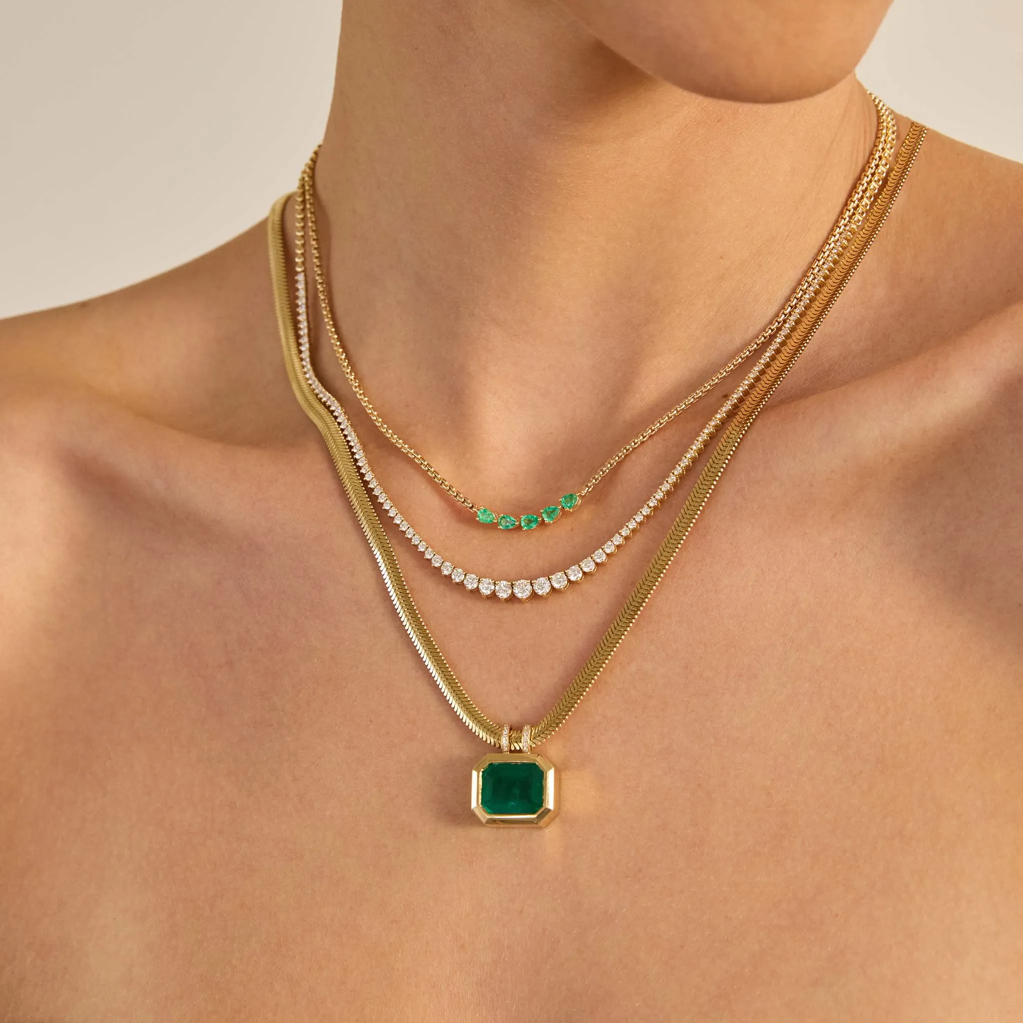 14k 5 Pear Emerald Small Box Chain Necklace sold by Zoe Chicco product image thumbnail 2