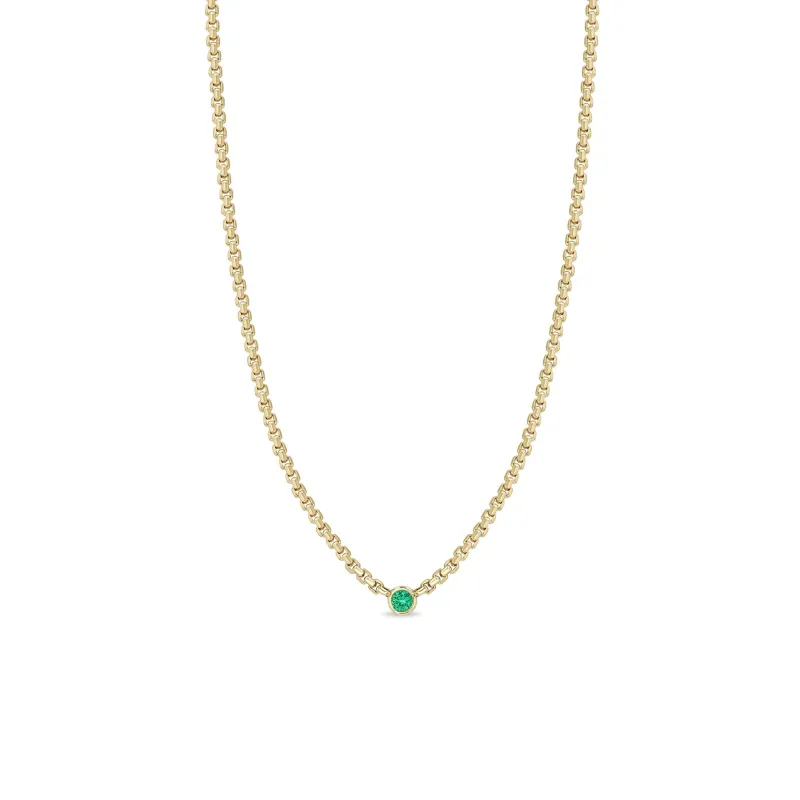 14k Floating Emerald Small Box Chain Necklace sold by Zoe Chicco