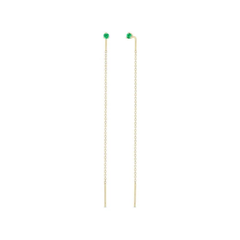 14k Prong Emerald Threader Earrings sold by Zoe Chicco