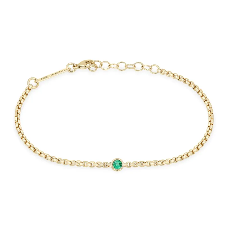 14k Floating Emerald Small Box Chain Bracelet sold by Zoe Chicco