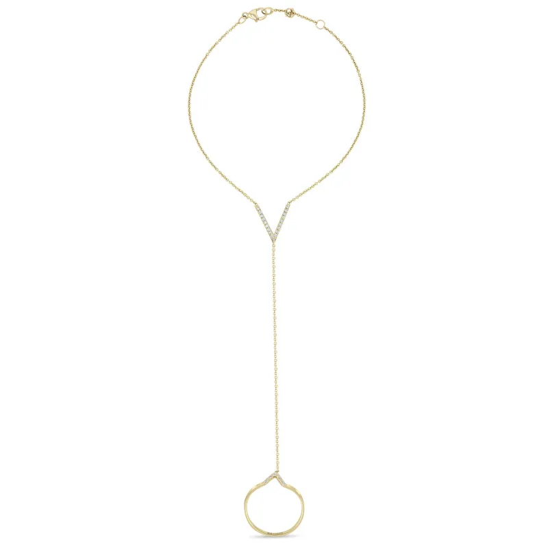 14k Pavé V Ring Hand Chain made by Zoe Chicco