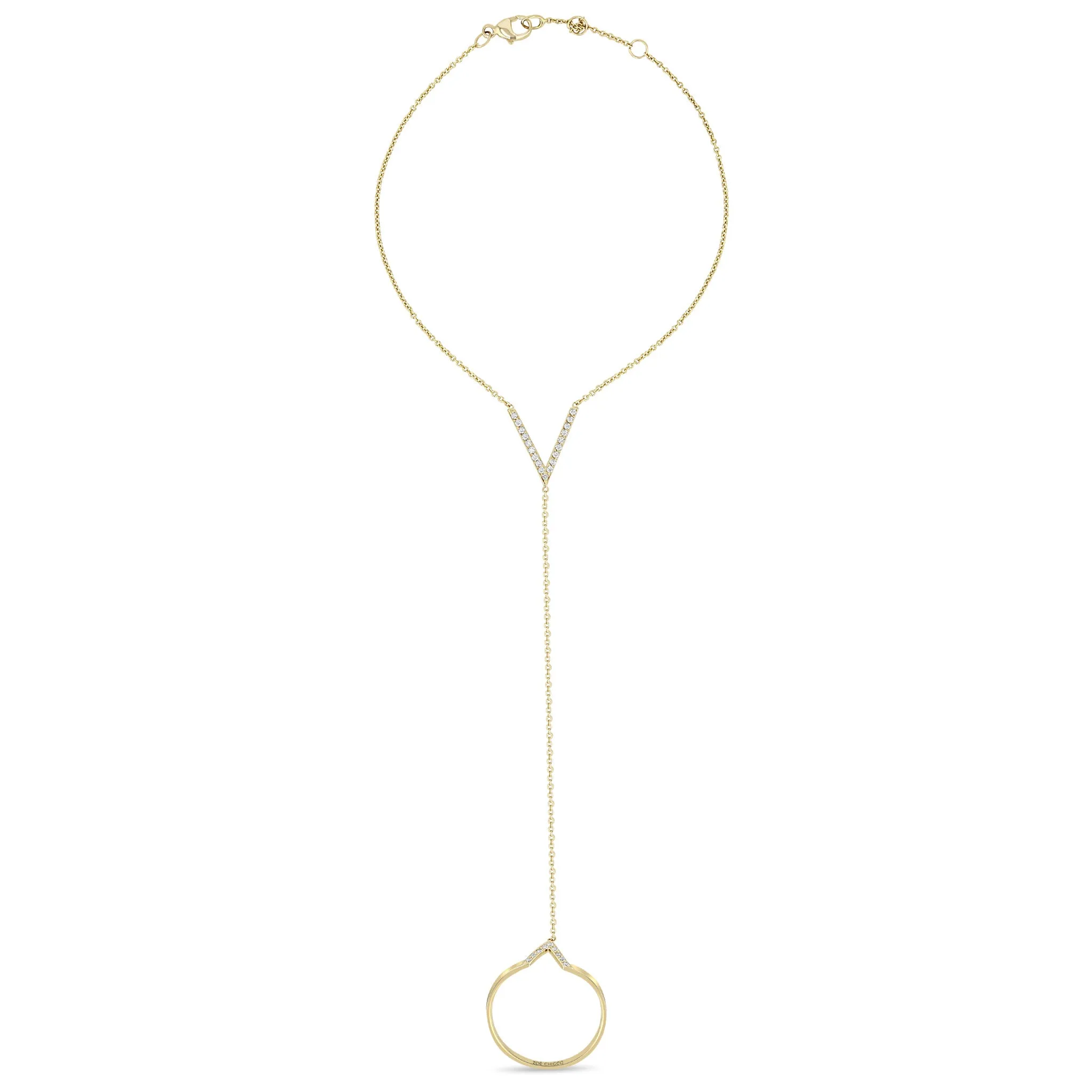14k Pavé V Ring Hand Chain sold by Zoe Chicco