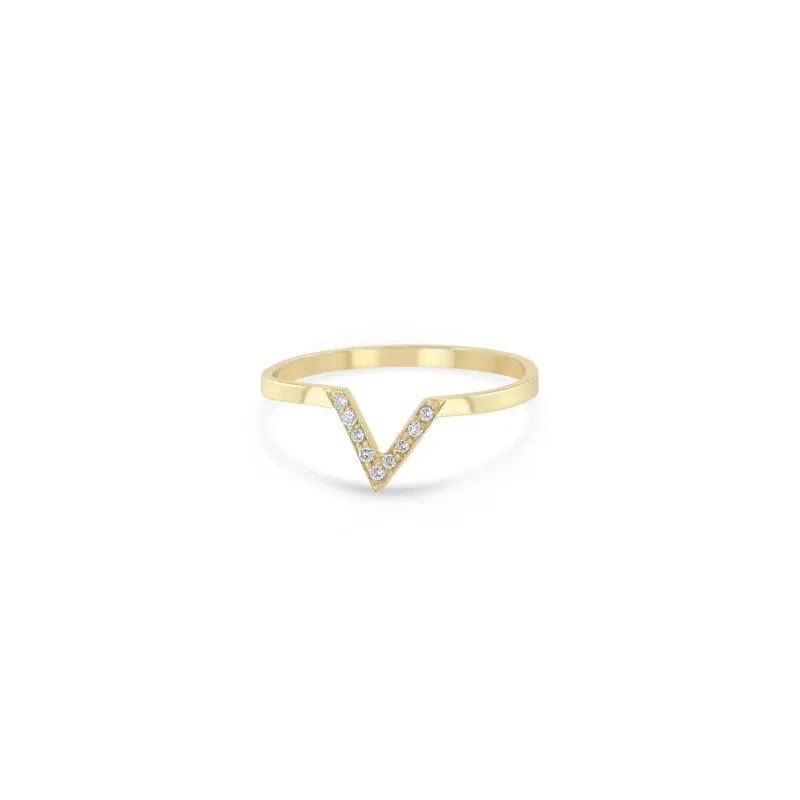 14k Pavé Small V Ring sold by Zoe Chicco