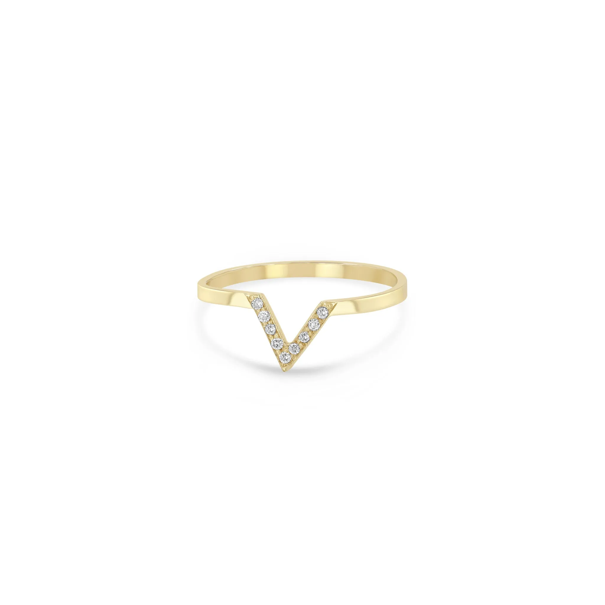 14k Pavé Small V Ring sold by Zoe Chicco