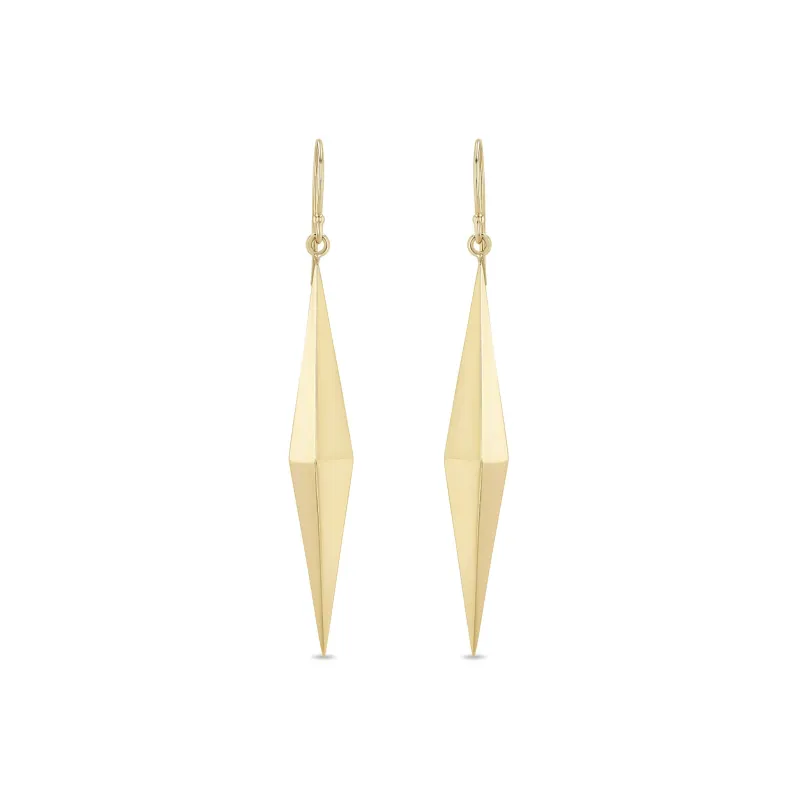 14k Diamond Shaped Pyramid Earrings sold by Zoe Chicco