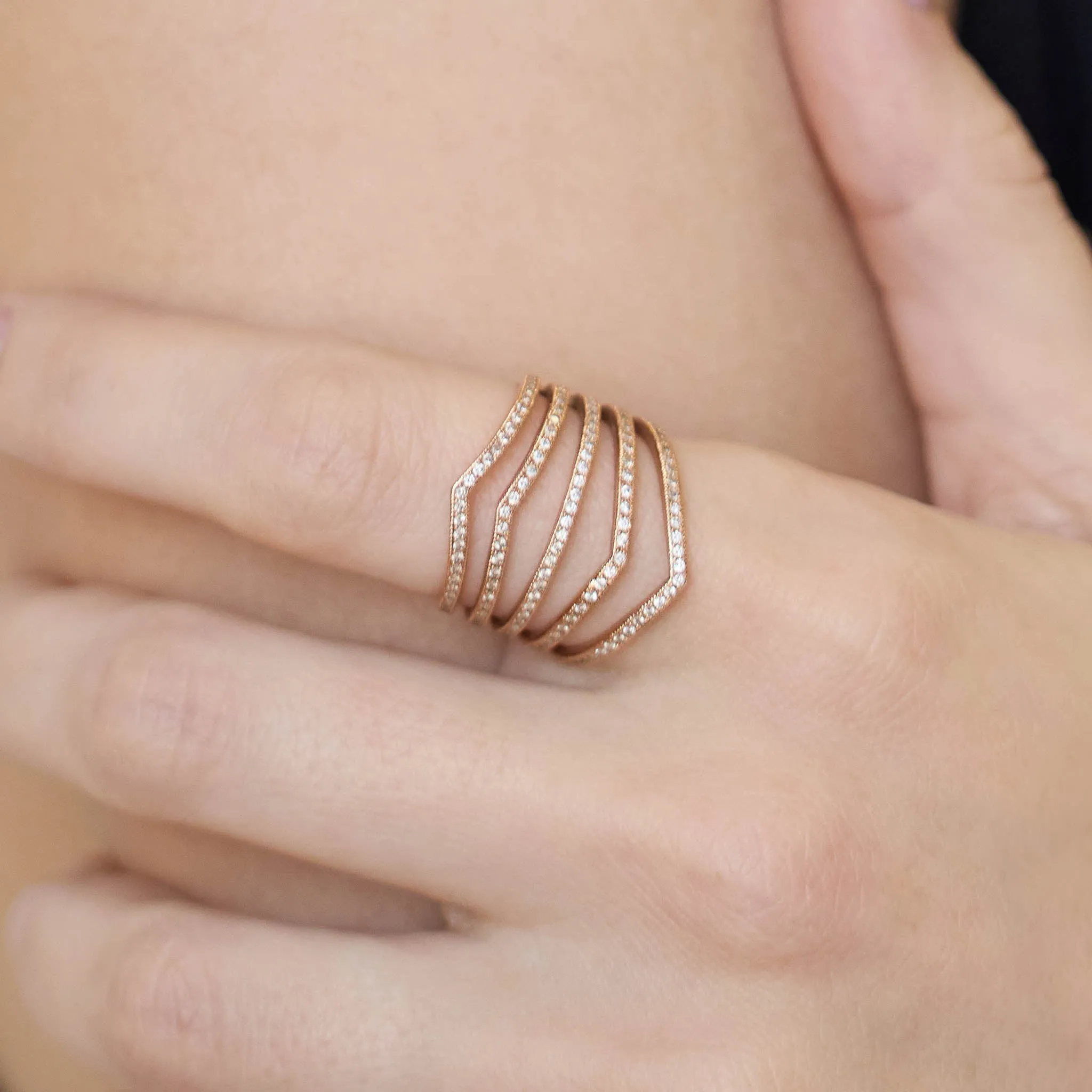 14k Pavé Diamond 5 Pointed Band Ring sold by Zoe Chicco product image thumbnail 2