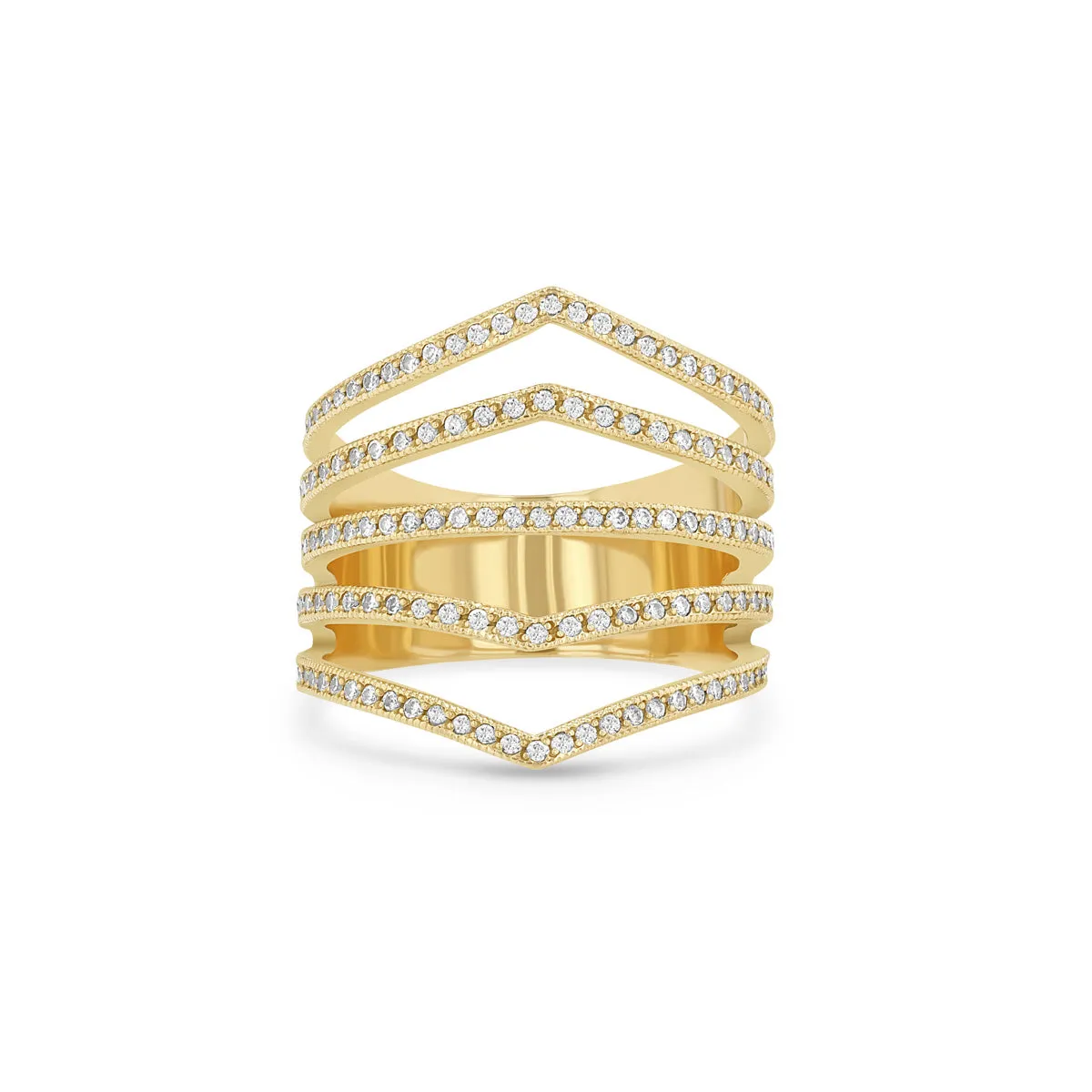 14k Pavé Diamond 5 Pointed Band Ring sold by Zoe Chicco
