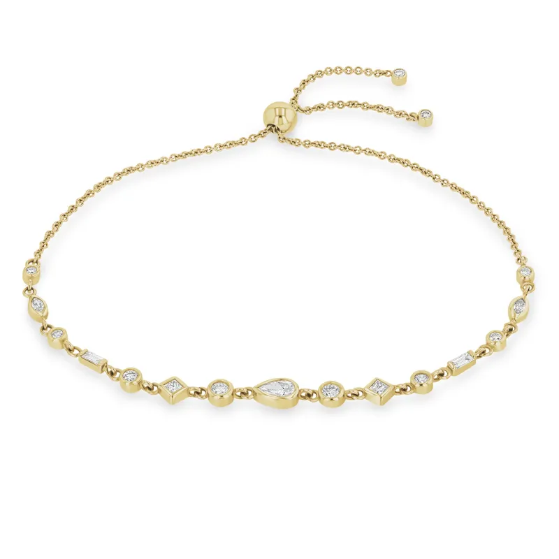 14k Large Linked Mixed Cut Diamond Bolo Bracelet sold by Zoe Chicco