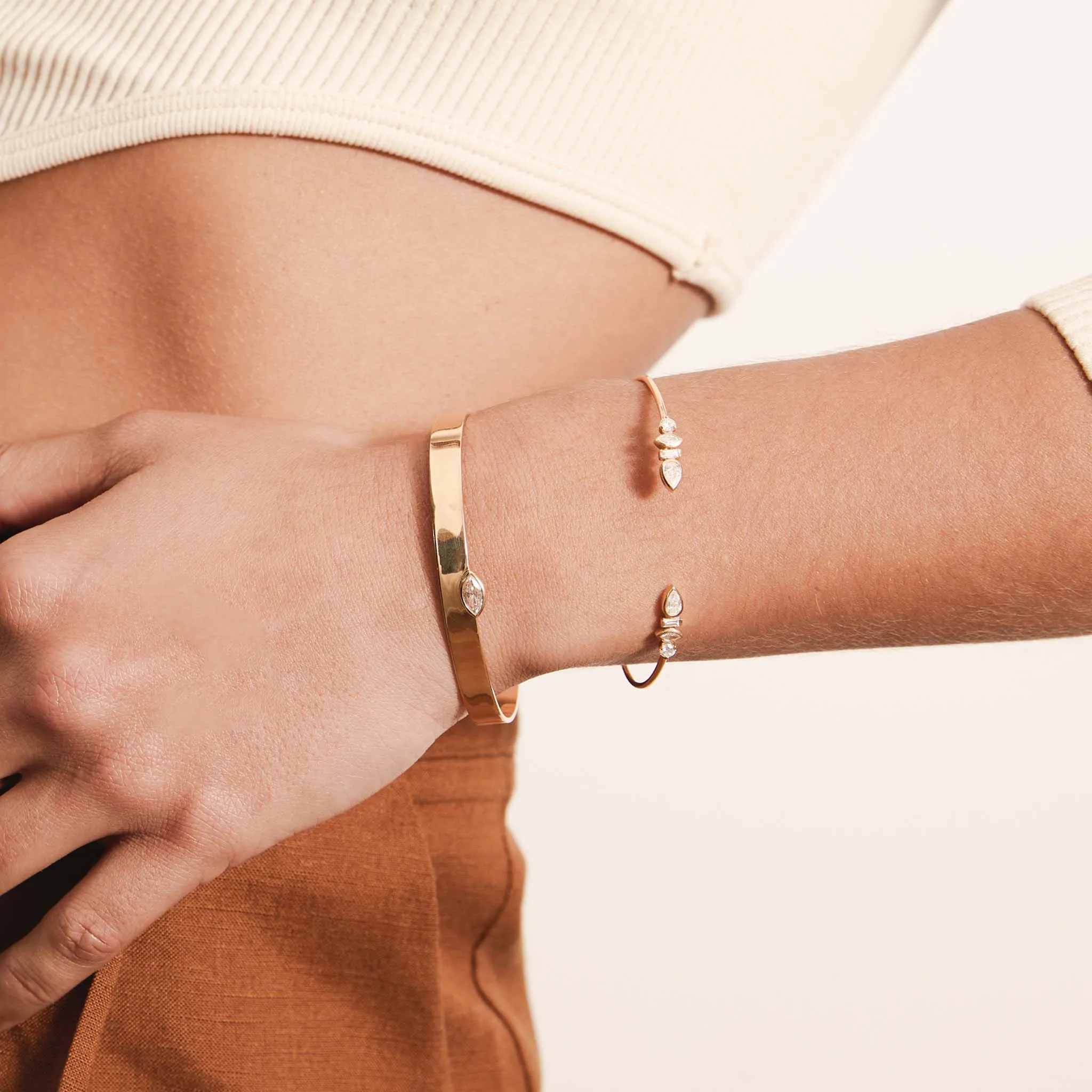 14k Mixed Fancy Cut Diamond Cuff sold by Zoe Chicco product image thumbnail 2