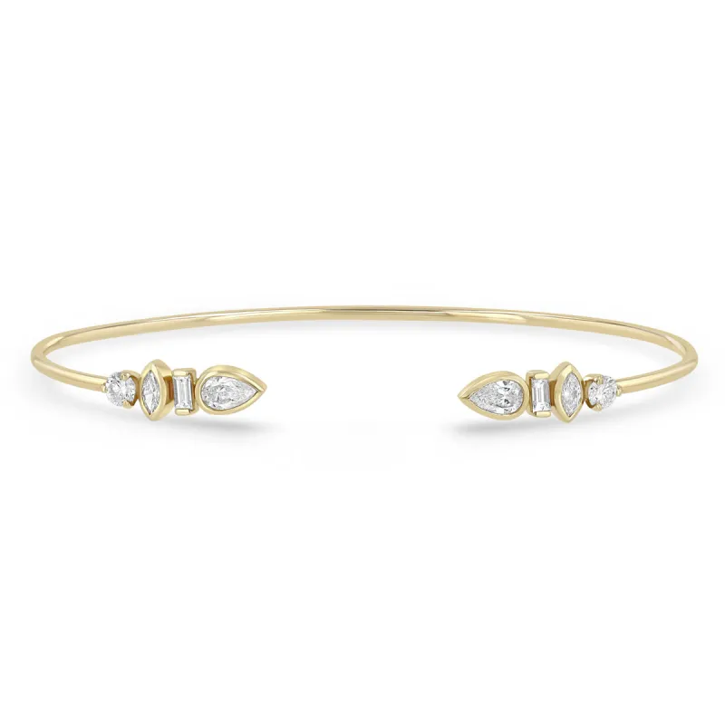 14k Mixed Fancy Cut Diamond Cuff sold by Zoe Chicco