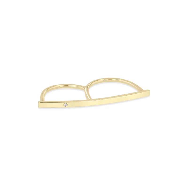 14k Diamond Double Finger Bar Ring sold by Zoe Chicco