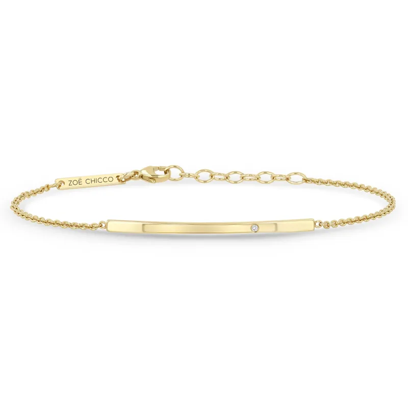 14k Diamond Curved Bar Bracelet sold by Zoe Chicco