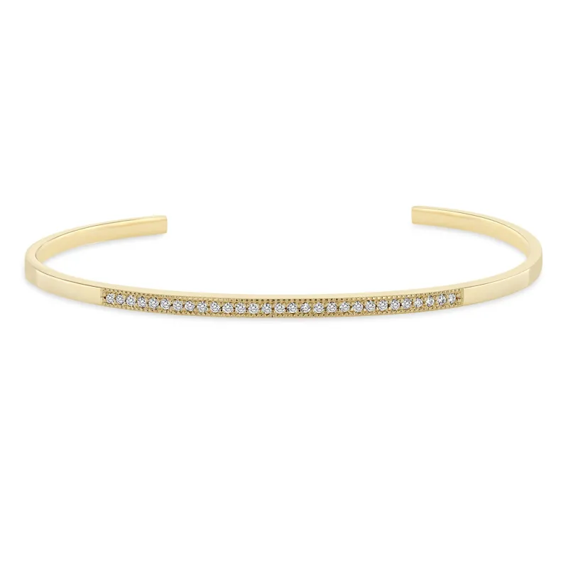 14k Pavé Diamond Bar Cuff sold by Zoe Chicco