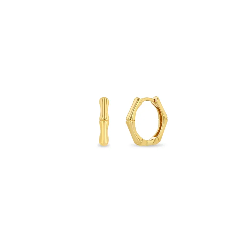 14k Gold Bamboo Hinge Huggie Hoops - SALE sold by Zoe Chicco
