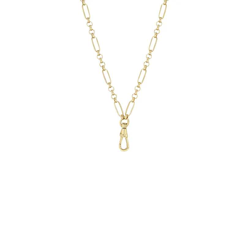 14k Medium Paperclip Rolo Chain with Fob Clasp Drop sold by Zoe Chicco