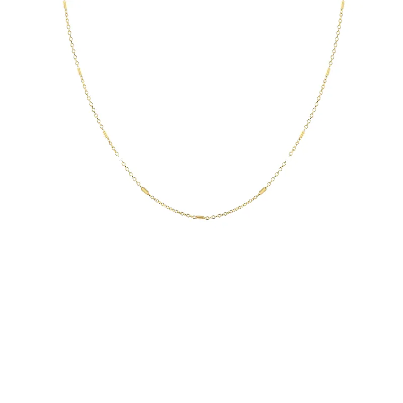 14k Tiny Bar and Cable Chain sold by Zoe Chicco