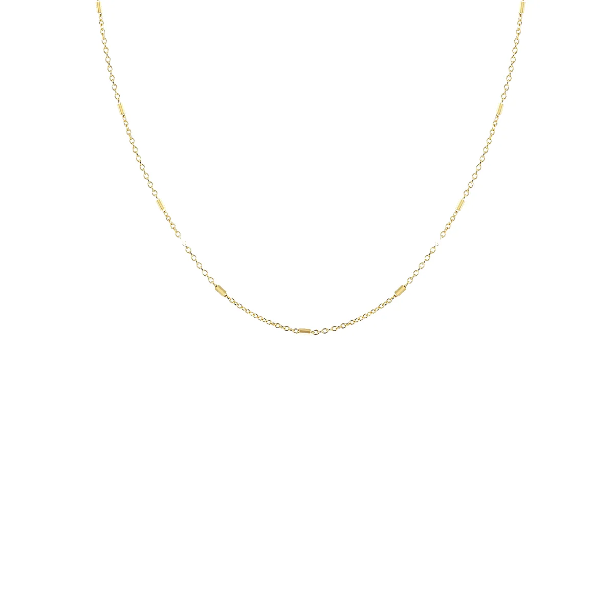 14k Tiny Bar and Cable Chain sold by Zoe Chicco