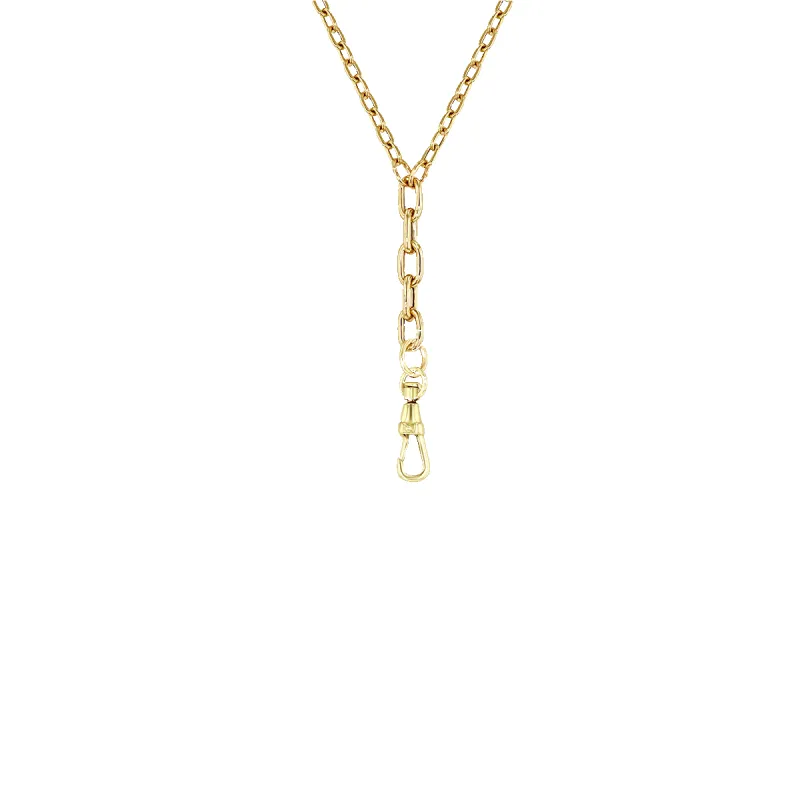 14k Mixed Small & Medium Square Oval Link Chain Lariat with Fob Clasp sold by Zoe Chicco