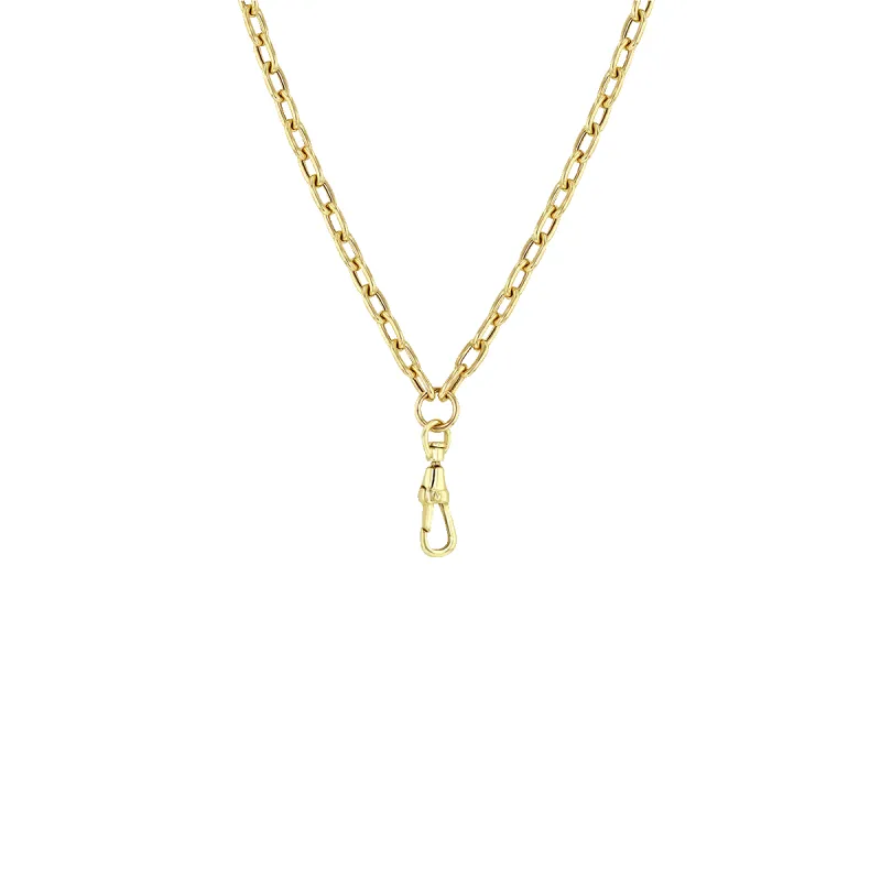 14k Gold Medium Square Oval Chain with Fob Clasp Drop sold by Zoe Chicco