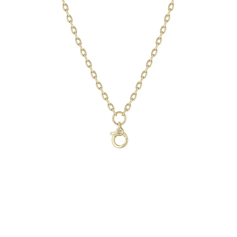 14k Diamond Clasp Drop Small Square Oval Chain sold by Zoe Chicco