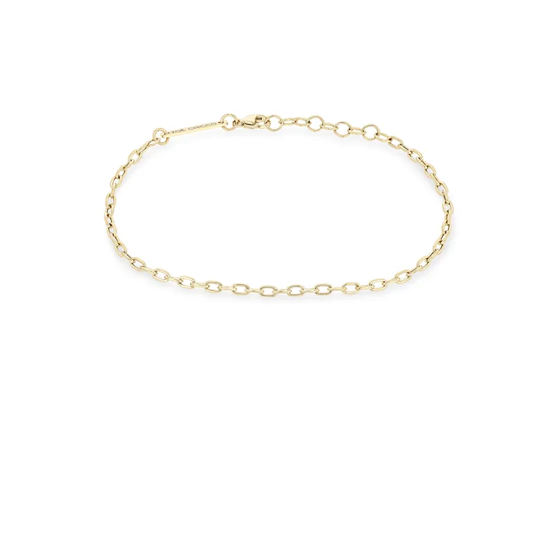 14k Gold Small Square Oval Link Chain Bracelet sold by Zoe Chicco
