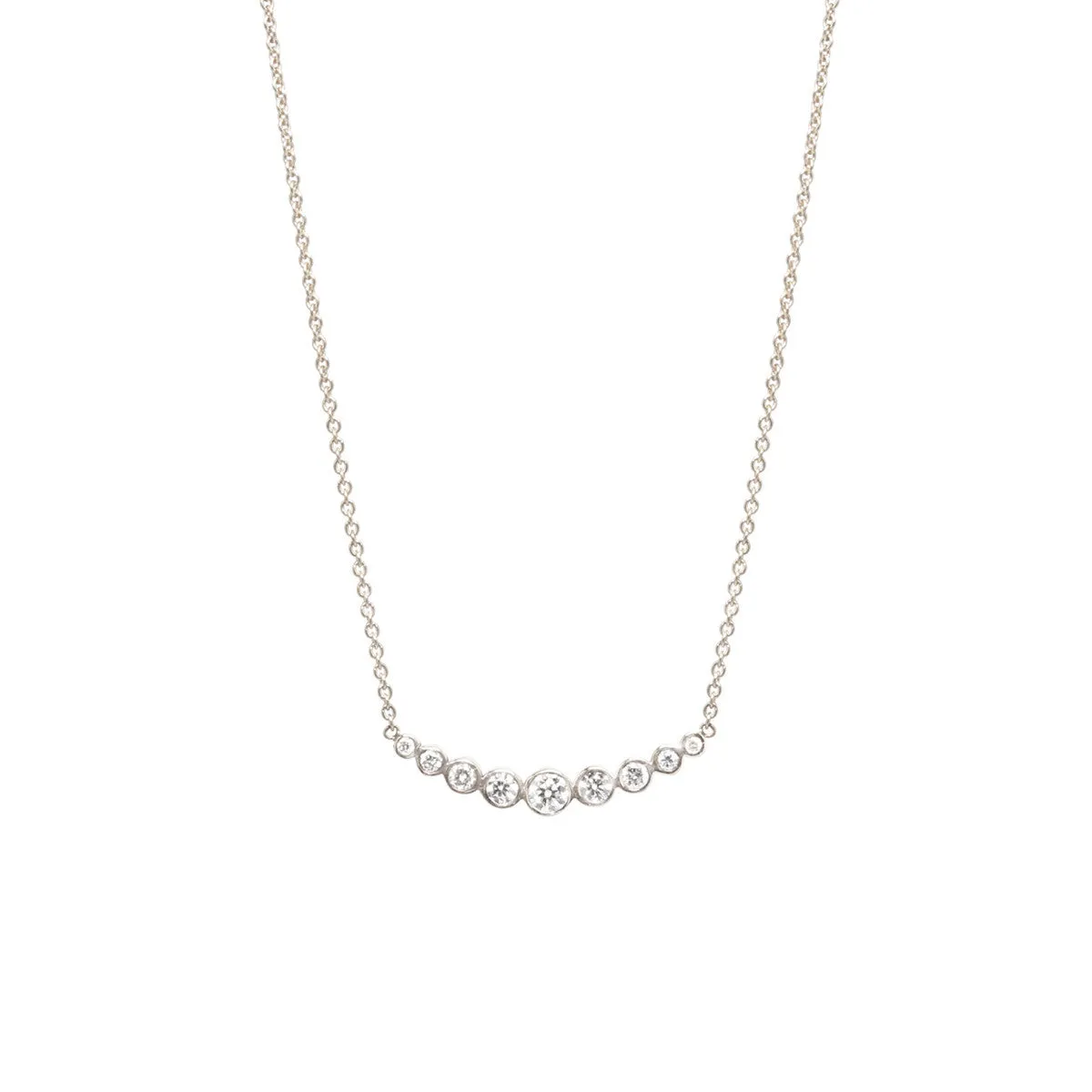 14k Graduated Diamond Bezel Curved Bar Necklace - SALE sold by Zoe Chicco