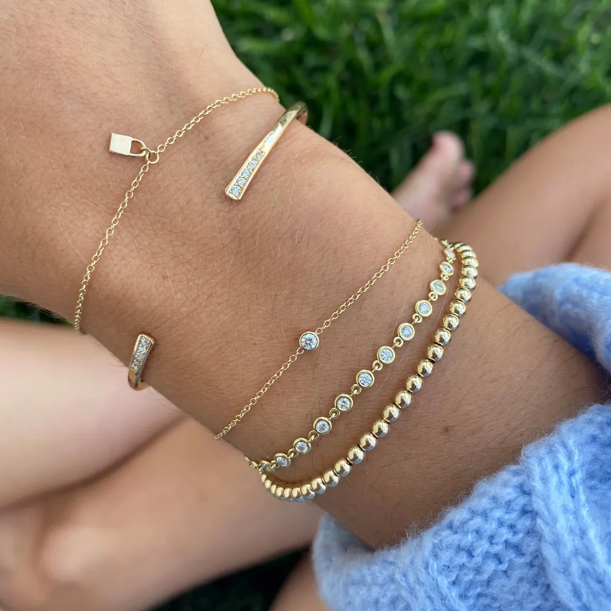 14k Linked Floating Diamond Tennis Bracelet - SALE sold by Zoe Chicco product image thumbnail 2