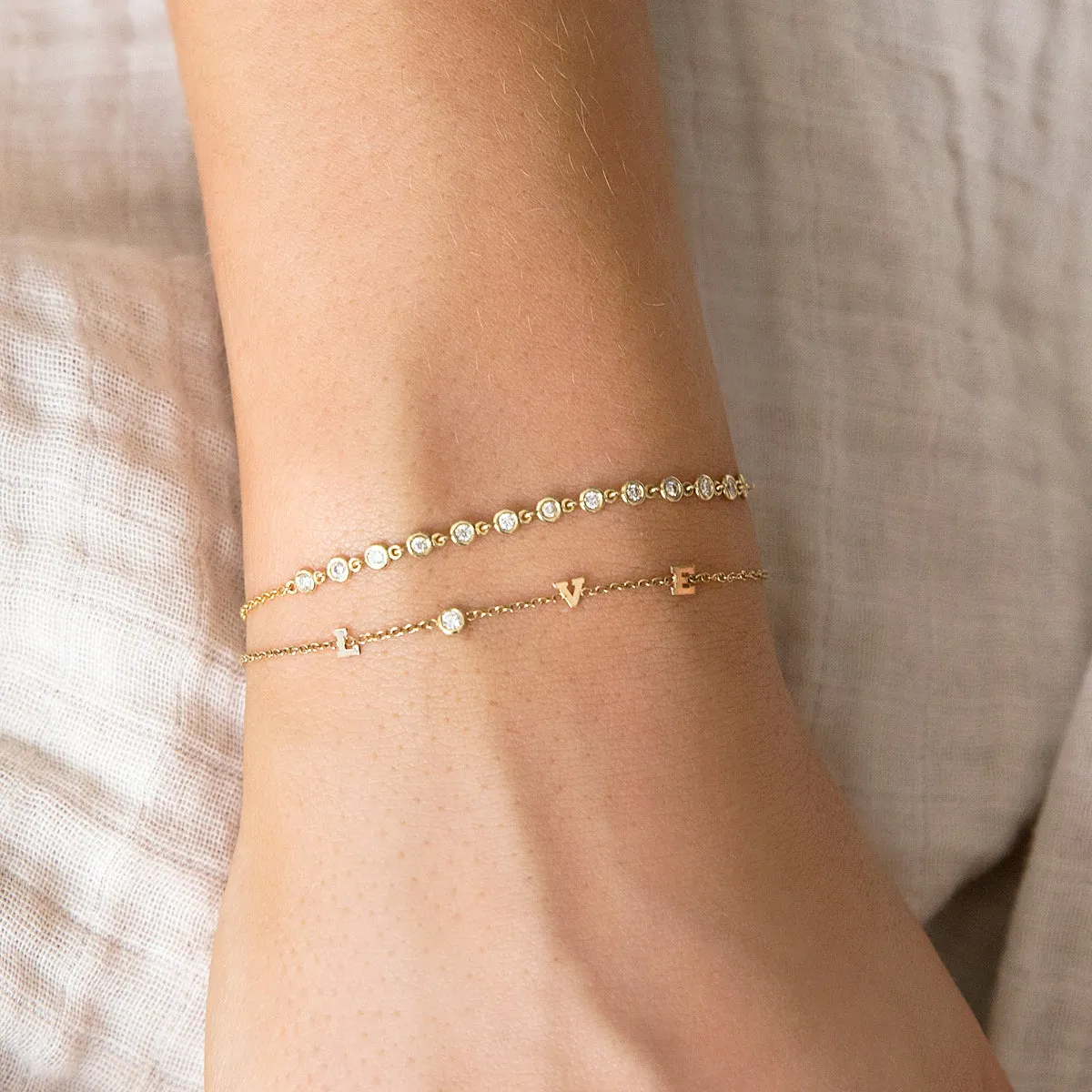 14k Linked Floating Diamond Tennis Bracelet - SALE sold by Zoe Chicco product image thumbnail 4