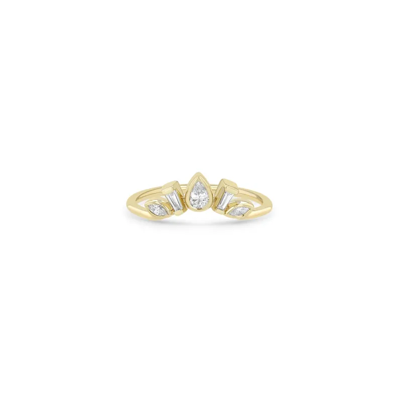 14k Gold Mixed Diamond Bezel Crown Ring sold by Zoe Chicco