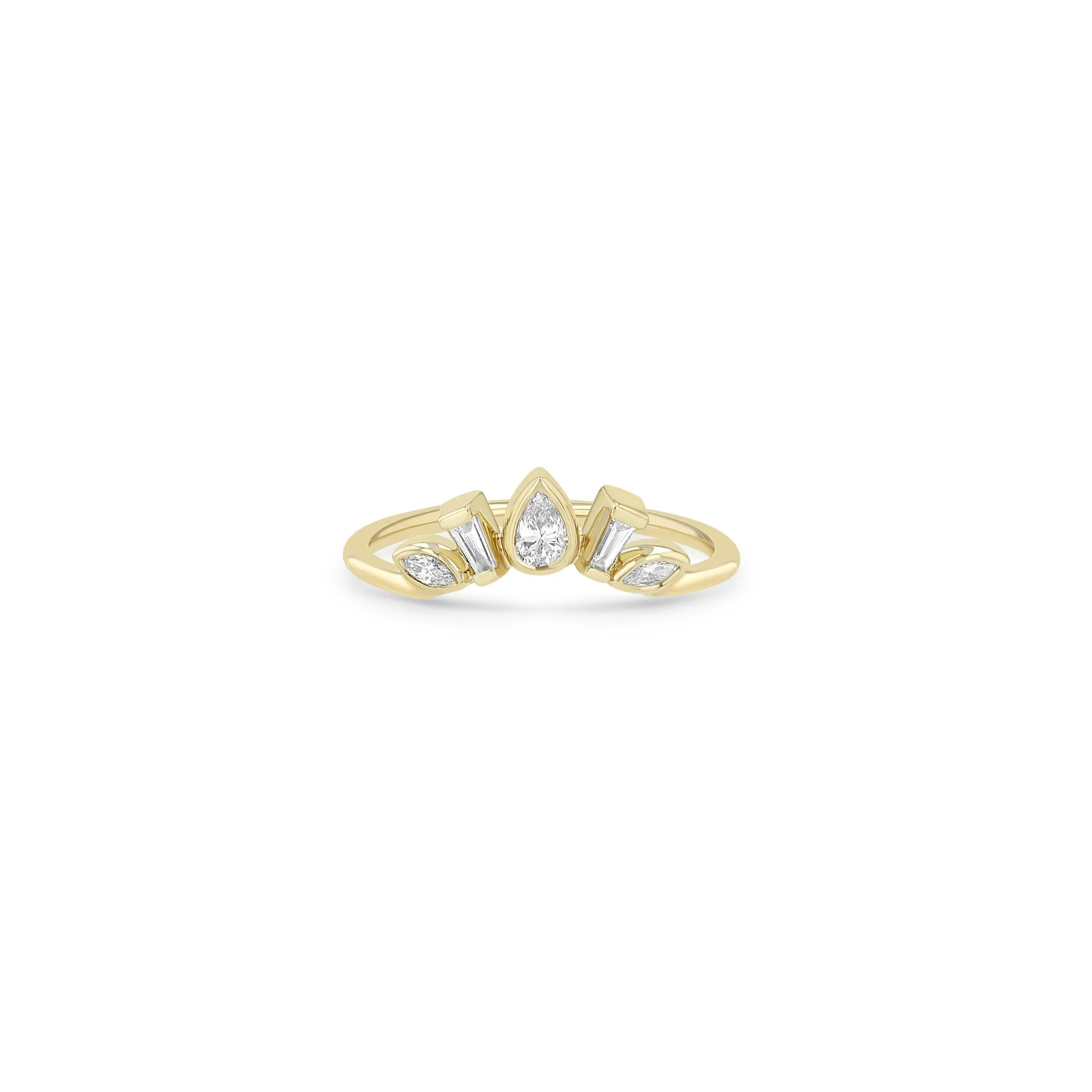 14k Gold Mixed Diamond Bezel Crown Ring sold by Zoe Chicco