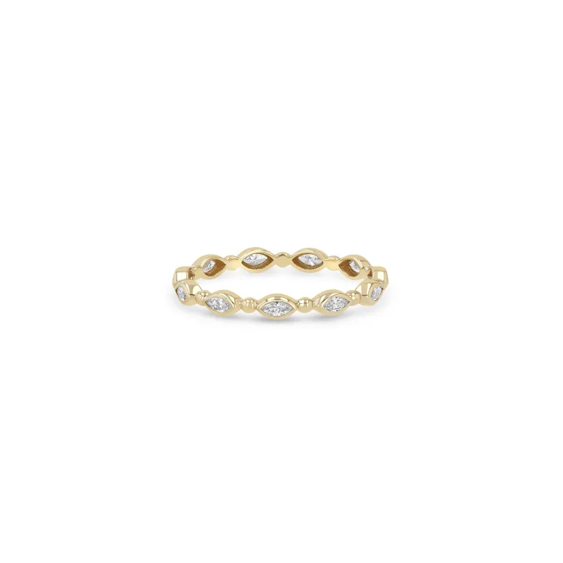 14k Alternating Marquise Diamond Bezel & Bead Eternity Ring sold by Zoe Chicco