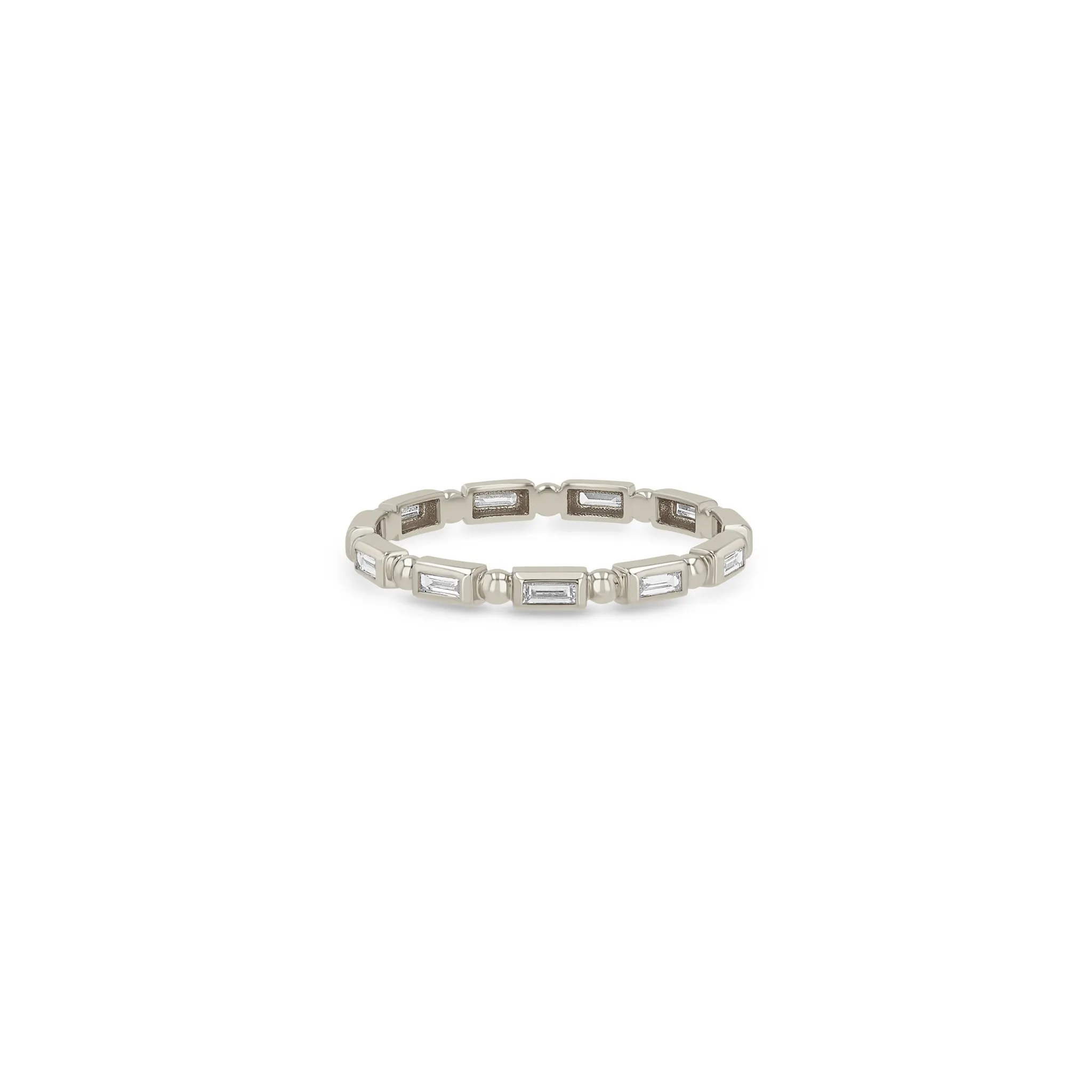 14k Bead & Baguette Diamond Eternity Band Ring sold by Zoe Chicco product image thumbnail 4
