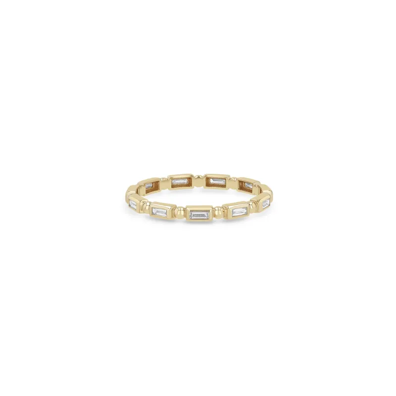 14k Bead & Baguette Diamond Eternity Band Ring sold by Zoe Chicco