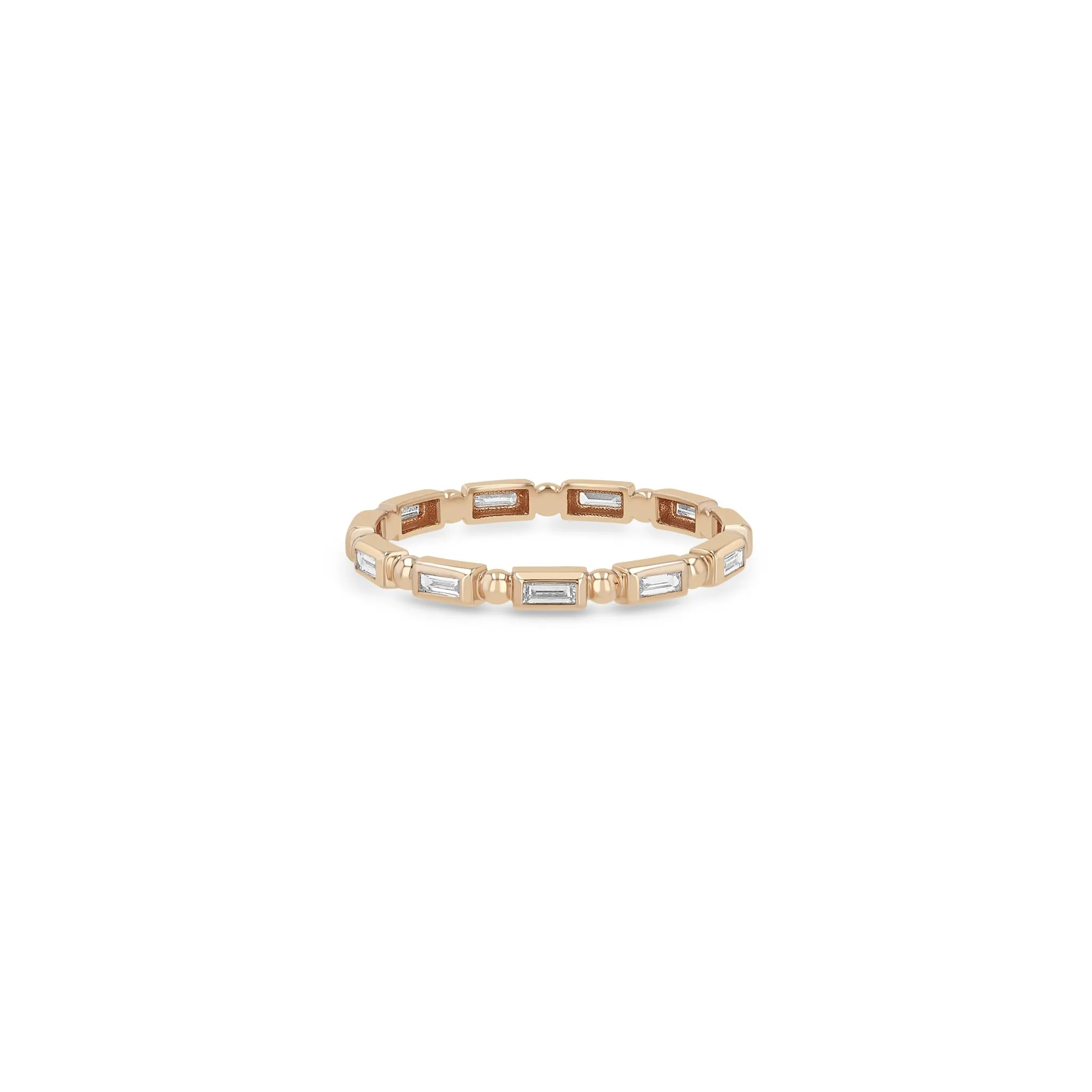 14k Bead & Baguette Diamond Eternity Band Ring sold by Zoe Chicco product image thumbnail 3