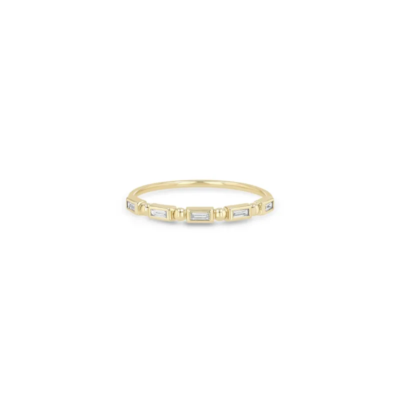 14k Bead & Baguette Diamond Ring sold by Zoe Chicco