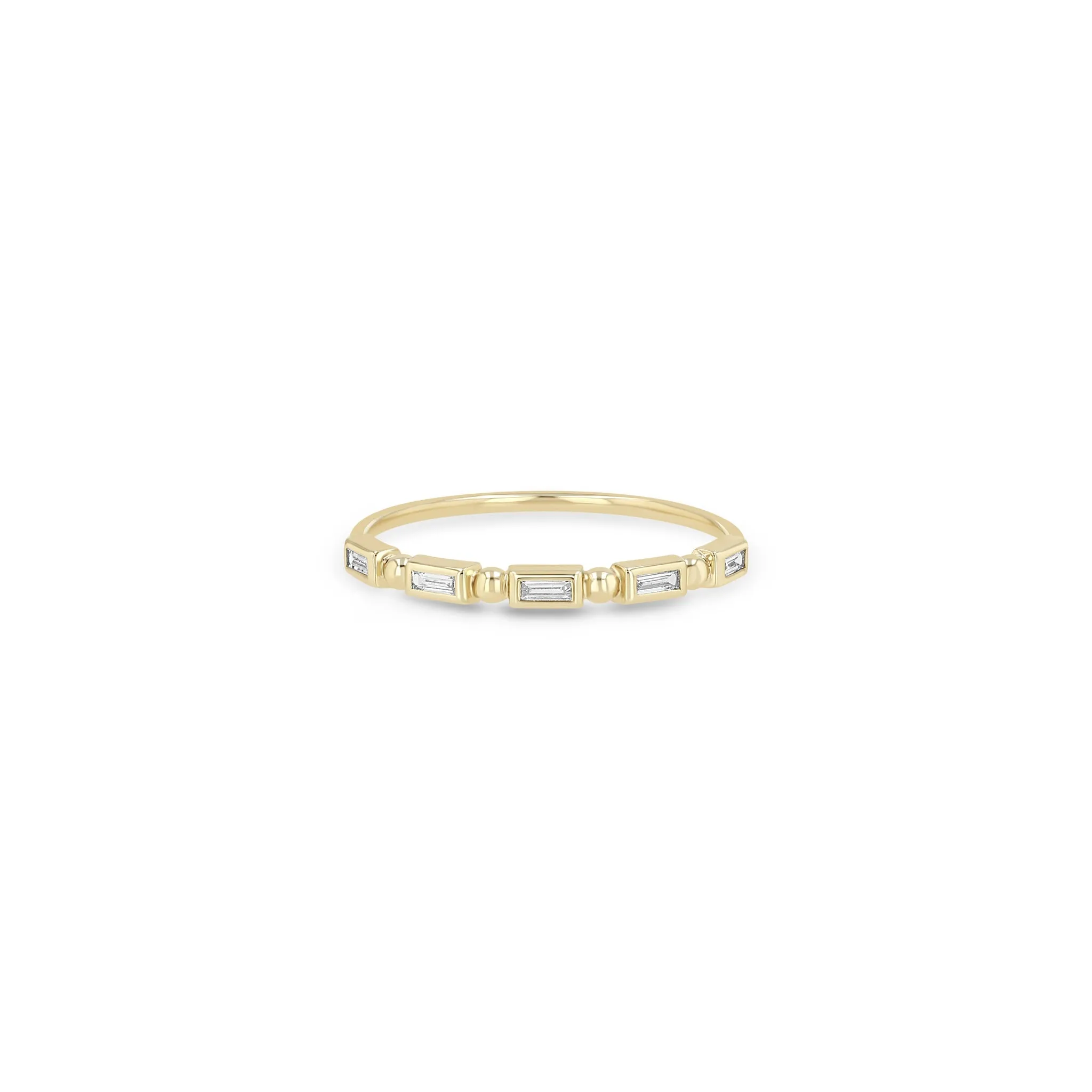 14k Bead & Baguette Diamond Ring sold by Zoe Chicco