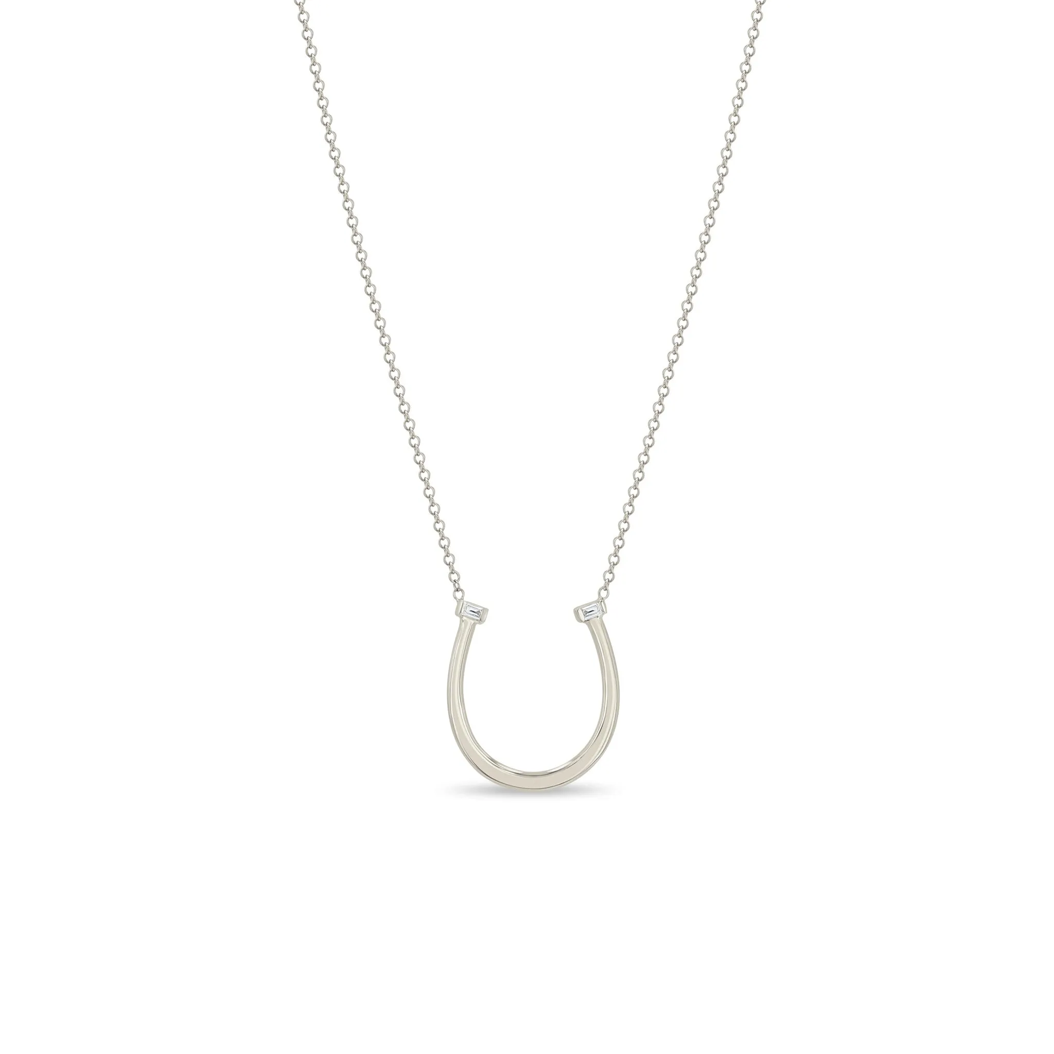 14k Baguette Diamond Hammered Horseshoe Pendant Necklace sold by Zoe Chicco product image thumbnail 3