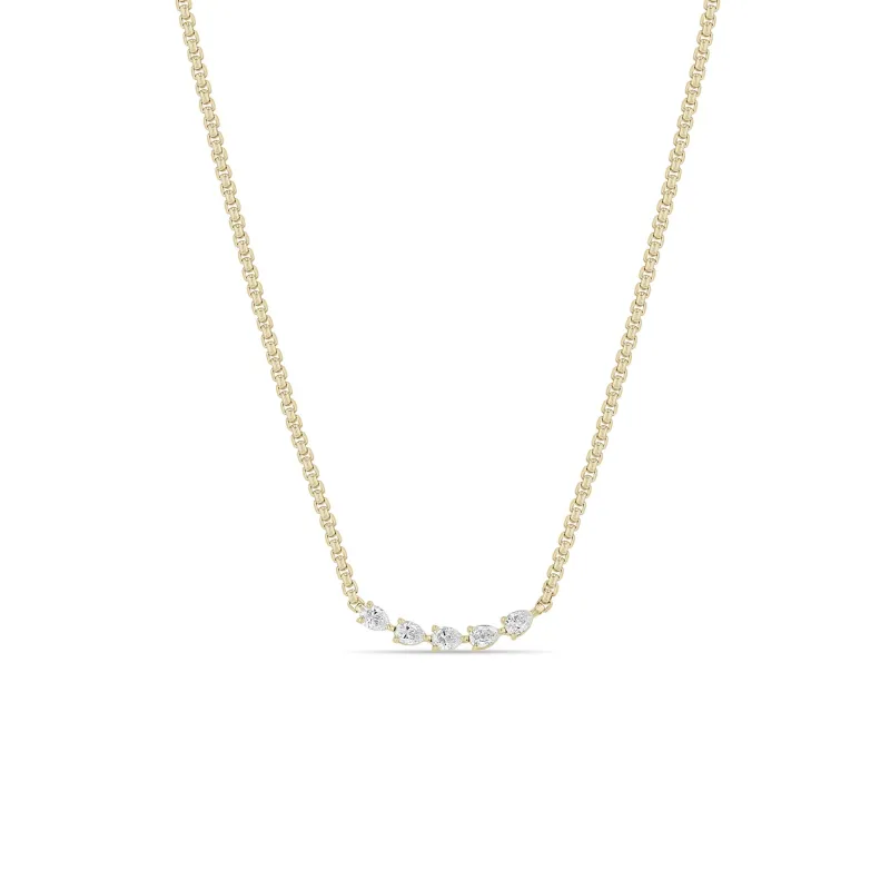14k 5 Pear Diamond Small Box Chain Necklace sold by Zoe Chicco