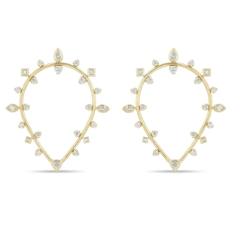 14k Mixed Diamond Upside Down Teardrop Earrings sold by Zoe Chicco