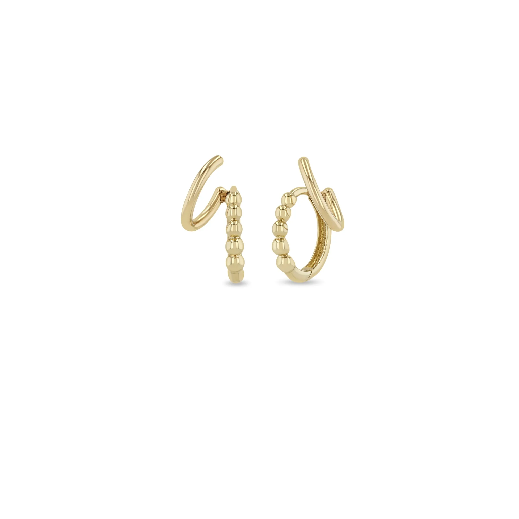 14k Gold Beaded Hinged Huggie Illusion Hoop Earrings sold by Zoe Chicco