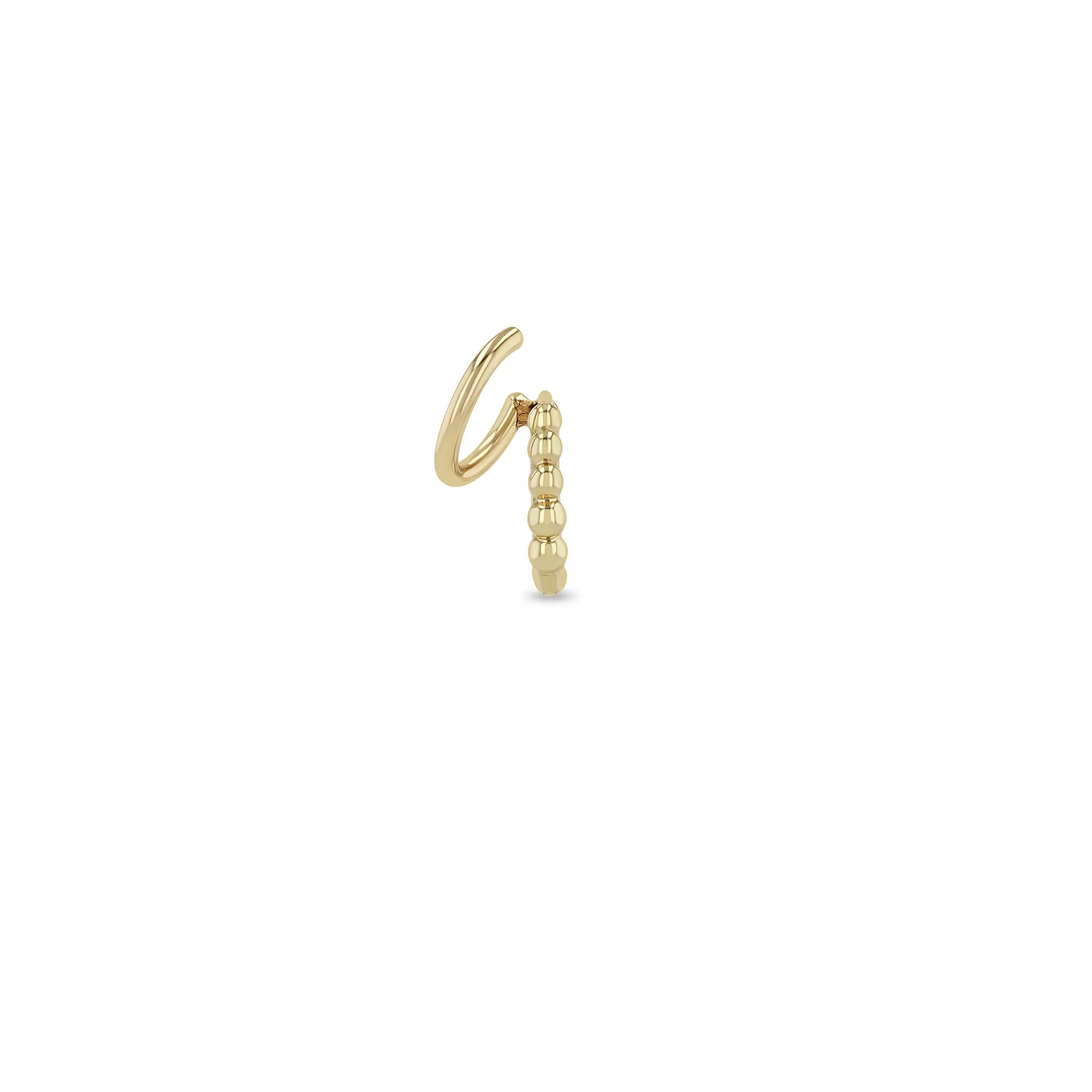 14k Gold Beaded Hinged Huggie Illusion Hoop Earrings sold by Zoe Chicco product image thumbnail 3