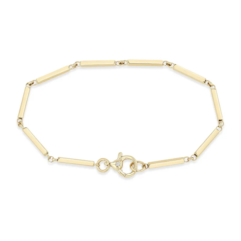 14k Gold Linked Bar Bracelet with Decorative Clasp sold by Zoe Chicco