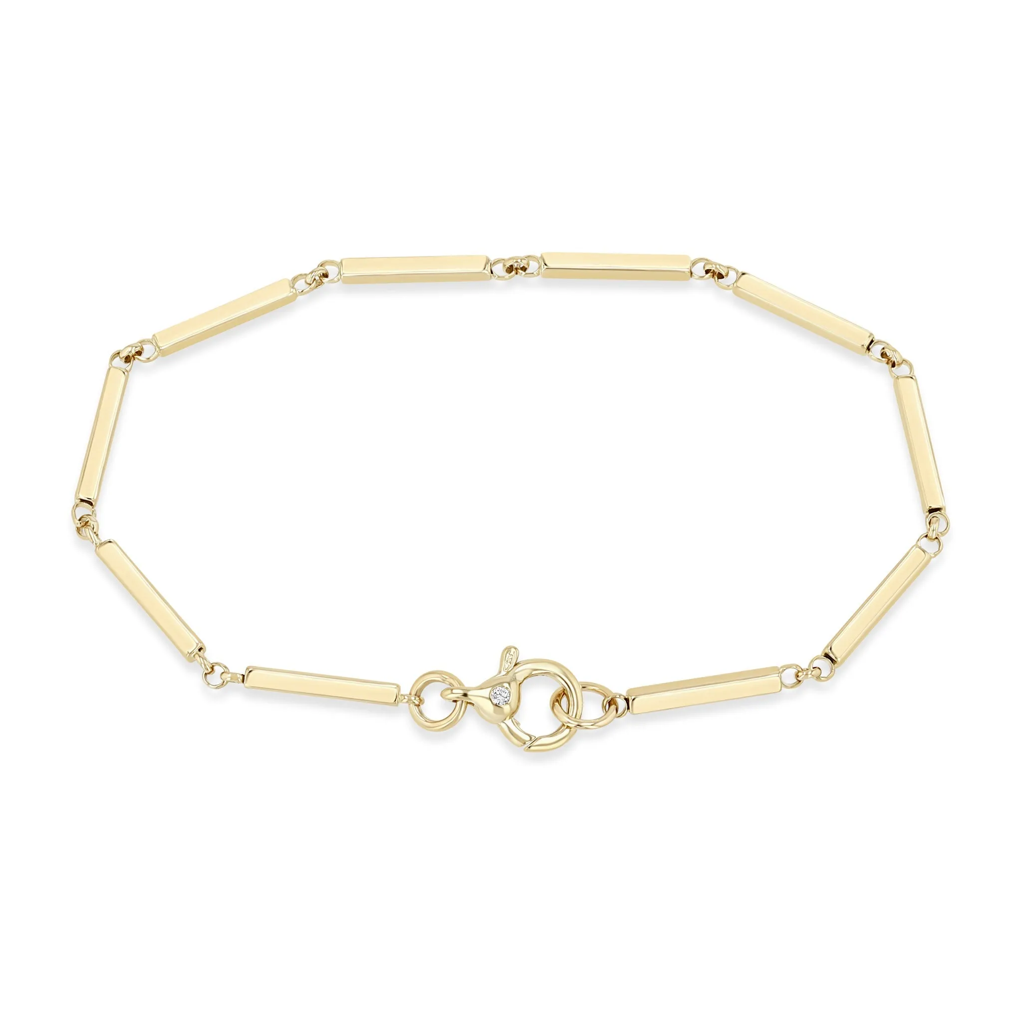 14k Gold Linked Bar Bracelet with Decorative Clasp sold by Zoe Chicco
