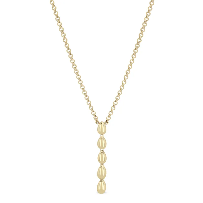 14k Gold Small Rolo Chain Teardrop Linked Lariat Necklace sold by Zoe Chicco