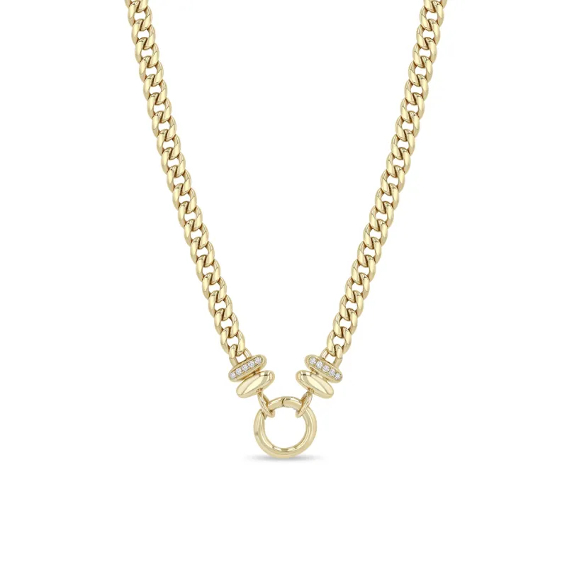 14k Gold Medium Curb Chain & Pavé Enhancer Necklace sold by Zoe Chicco