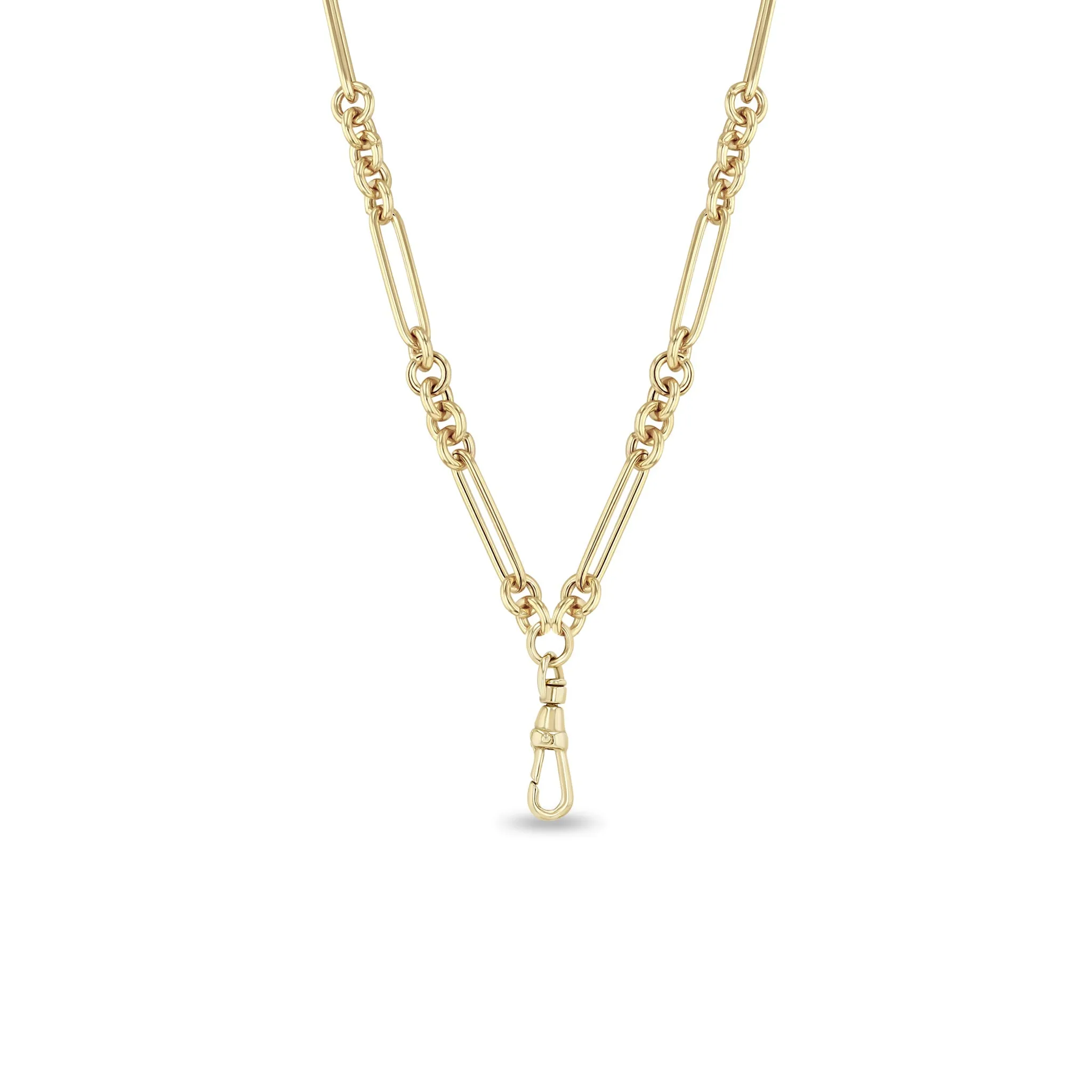 14k Gold Large Mixed Paperclip & Rolo Chain Necklace with Fob Clasp Drop sold by Zoe Chicco
